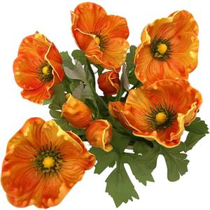 5Pcs Artifical Real Touch PU Anemone Flower Bouquet Room Home Decor (Orange)