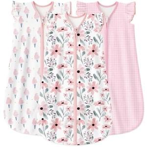 Yoofoss Baby Sleep Sack 0-6 Months Baby Wearable Blanket 100% Organic Cotton 2-Way Zipper TOG 0.5 Toddler Sleeping Sack 3 Pack, Lightweight Sleep Sacks for Babies,(Small)
