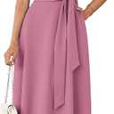 GRACE KARIN Women 2026 Work Dress Sleeveless Tie Waist Elegant Party Cocktail A Line Flowy Midi Dresses with Pockets L