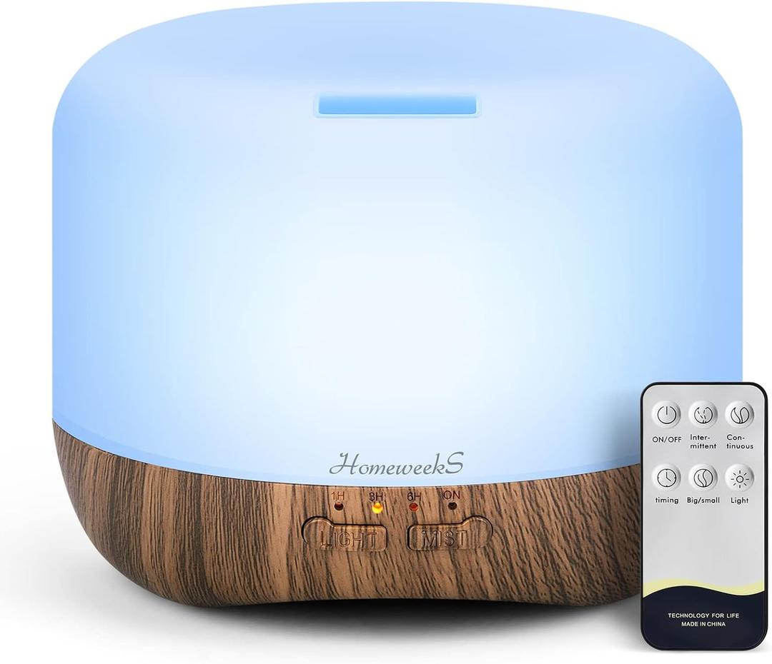 Aromatherapy Essential Oil Diffuser for Room: Air Humidifier Aroma Scent Cool Mist Diffuser Colorful Lights Wood Cute Small Large Waterless Auto Off Ultrasonic Diffusers for Home Bedroom (300ml) (300 ml, Brown)