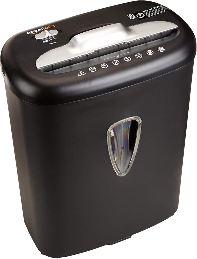 7-8 Sheet Cross Cut Paper and Credit Card Shredder with 15.5L Bin for Business & Home Office Use with Reverse Function, Black