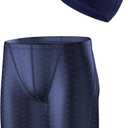 MODNTOGA Boy's Swim Jammers Solid Team Swimwear Big Kid Practice Athletic Swimsuit Youth Competition Cap and Shorts 2pcs Set