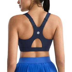 RUNNING GIRL High Impact Sports Bras for Women High Support Molded Cups, Adjustable Straps Sports Bra with Sewn in Pads_WX3106_Navy Blue_XXL
