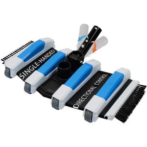 Enhanced Pool Vacuum Head with Direction-Control Handle - Extra-Wide 4LB Professional Weighted Vac Heads Brush & Wheels for Vinyl Liner-Deep Cleaning for Inground & Above Ground Swimming Pool - Blue