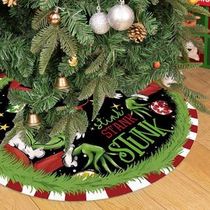Christmas Tree Skirt 36 Inch Green Funny Trimmed Tree Skirt Christmas Decorations Tree Mat Merry Christmas Party Home Decor