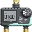 RAINPOINT 2 Zone Sprinkler Timer with Brass Inlet and Outlet - Water Timer for Garden Hose with Rain Delay/Manual Watering/Automatic Irrigation Controller System - Water Hose Timer for Yard Lawn