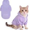 KOOLTAIL Dog Hoodie for Small Medium Dogs Cats, Soft&Warm Pet Sweater with Leash Hole and Pocket Boy Girl, Puppy Fall Winter Jacket Clothes, French Pitbull Cold Weather Coat Sweatshirt, Lavender XS