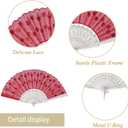QIRMIZI 30 PACK Fabric Folding Handheld Fans, Perfect for Weddings, Parties, and Dancing,Red
