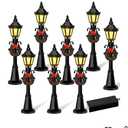 Christmas Mini Street Light Models, 4 Pcs Mini Street Lamp Dollhouse Streetlight Models, Miniature Christmas Village Pathway Lantern Post for DIY Micro Landscape Fairy Garden Accessories
