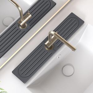 Kitchen Faucet Mat, Diatomite Sink Faucet Mat Splash Guard for Kitchen, Water Absorbing Stone Tray for Sink, Quick Drying Faucet Mat for Kitchen Sink, Absorbent Stone Drying Tray for Bathroom Counter (20" x 4", Dark Gray Style 2)