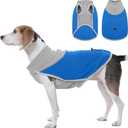 IDOMIK Large Fleece Dog Sweater,Soft Dog Fleece Jacket with Leash Hole & Adjustable Back,Warm Winter Coat Vest for Fall Cold Weather,Pullover Pet Sweatshirt for Corgi Labrador Golden Retriever,Azure,L