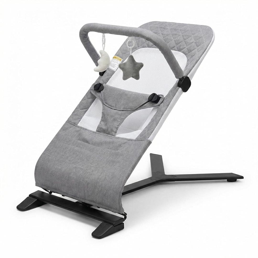 Portable Baby Bouncer Seat for Newborn, Light Gray