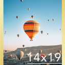 JCJMY 14x19 Picture Frame Gold for Poster Photo Picture, Horizontal and Vertical Formats for Wall Hanging, 14 x 19 Wall Gallery Poster Photo Frame with Shatter Resistant Plexiglass,Gold