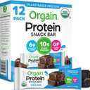 Orgain Organic Vegan Protein Bars, Chocolate Brownie - 10g Plant Based Protein, Low Calorie Healthy Snacks, No Lactose or Soy Ingredients, Gluten Free, Non-GMO - 1.41 Oz (Pack of 12) (EXP 12/10/26)