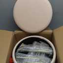 Cpintltr Footrest Footstools Round Velvet Ottoman with Storage Space Soft Vanity Chair with Memory Foam Seat Small Side Table Hallway Step Stool 4 Gold Metal Legs with Adjustable Footings Champagne