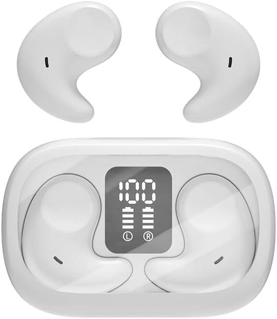 Sleep Earbuds Bluetooth in Ear Light-Weight Headphones, Mini Invisible Earplugs Small Design for Side Sleepers, 58H Playtime with Charging Case, Clear Calls& Noise Block, White