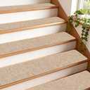 Extra Wide Non Slip Stair Treads for Wooden Steps  15 Pack 9" x36'' Extra Wide Carpet Runners with Reusable Adhesive, Step Pads for Dogs, Kids, Seniors, Machine Washable  Geige (Beige)