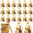 20Pcs Hexagon Mini Glass Honey Jars, 1.5 oz Hexagon Glass Jars with Golden Lids,Wooden Honey Sticks,Bronze Bee Pendants,Small Tags, Wedding Favors,Jams (20)