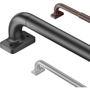 Black Wrap Around Curtain Rod Telescoping with Brackets,1 Inch Diameter Adjustable Blackout Curtain Rods for Windows 28 to 48 Inch