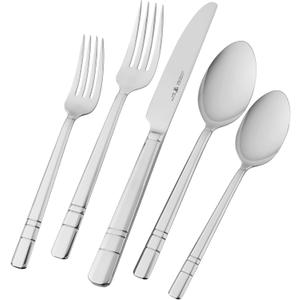 Henckels Madison Square 65-piece Flatware Set,18/10 Stainless Steel, Silver (Clear)