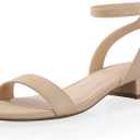 Ankis Black Nude White Gold Women Sandals Comfortable Walking Strappy Open Toe Sandals for Women Dressy Summer 1 Inch Low Block Heel Flat Adjustable Ankle Strap Shoes (9)