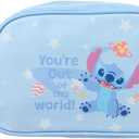 MINISO Stitch Cartoon Print Makeup Bag, Cosmetic Organizer with Zipper, Travel Toiletry Bag for Women