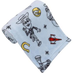 Disney Toy Story 4 Super Soft Blue, Yellow, Red Buzz Lightyear Woody Star Rocket Horse Shoe French Fiber Baby Blanket, Blue, Red, Yellow