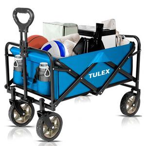 4324 Blue Wagon Cart Foldable with All-Terrain Wheels, Collapsible Wagon with...