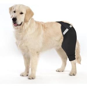 Petdream Dog Rear Leg Sleeve to Stop Licking, Upgraded Leg Shape to Stop Slipping, for TPLO Surgery, Skin Conditions, Wounds, Breathable Soft Fabric (Black, Right Leg, M)