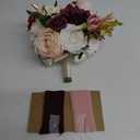 Ling's Moment Artificial Flowers Red Bridesmaid Bouquet, Marsala & Blush Wedding Flowers Bouquets for Bridesmaids, 7 Inch Bridal Bouquets for Bridesmaids, Wedding Decor, Ceremony, etc
