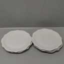 SOUJOY Set of 6 Salad Plate, 8 Inch Porcelain Dessert Serving Plates, Embossed Printing Small Dinner Dish for Pancakes, Steak, Microwave, Dishwasher Safe