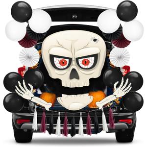 2 x Halloween Trunk or Treat Car Decorations Kit with Skeleton Design, Large Halloween Decor for SUV Car Archway Garage Party Supplies Decorations Outside