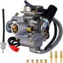 High Performance GY6 150cc Carburetor 24mm PD24J for 4 Stroke 125cc 152QMJ 157QMJ Engines Electric Choke Fit for Scooter ATV Go Kart Moped UTV Motorcycle with Carb Jets Kit