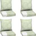 Arden Outdoor Foam Deep Seat Cushion Set (4-Pack), 24x24, Premium High-Density Foam, Never Flattens, Weather-Proof for Patio Chair Sofa Couch, Coastal Green Leaf