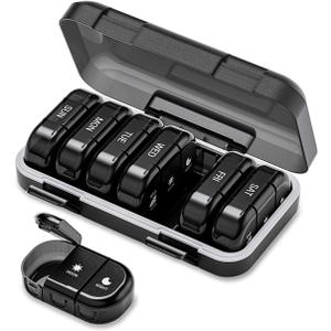 ONTERATE Weekly Pill Organizer 3 Times a Day, Large Pill Organizer 7 Days, Portable Pill Case 21 Days, Moisture Proof Large Pill Dispenser, Travel Pill Box for Vitamins Fish Oil Supplements (Black)