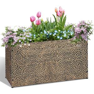 BAYN 30x12x16 Inch Rectangular Metal Planter Box – Copper Hand-Hammered Metal Planter with Pre-Drill Holes, Heavy Duty Outdoor Garden Planter for Patio, Porch, Yard