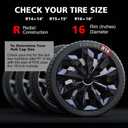16" Black Wheel Rim Cover Hubcaps Replacement R16 Hub Caps Snap On Universal Wheel Rim Cover ABS Exterior Accessories for Car Trunk SUV Set of 4