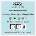 Caron All Day Cotton - 3 Pack of 173 Yards/3.52 oz White Shirt 100% Mercerized Cotton Yarn
