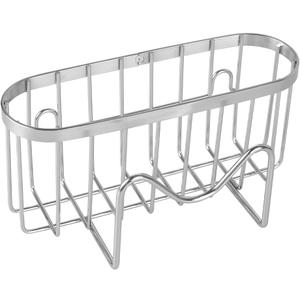 DONGKER Kitchen Sink Sponge Holder,Stainless Steel Dish Sponge Hanging Caddy with M Shape Hook & Adhesive Hook & Suction Cups for Kitchen (Silver)