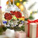 Christmas Ornaments: Stained Glass-Style June Birth Flower Ornament  Christmas Tree Decorations, Holiday Party Gifts, Mother's Day & Birthday Gifts for Women, Mom & Grandma | Birth Flower Gift