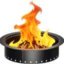FANHAO Outdoor Fire Pit Ring, 36-Inch Outer/30-Inch Inner Fire Ring Smokeless, Wood Burning Fire Pit Ring Duty Solid Metal Steel Liner DIY Campfire Ring Above or In-Ground, Camping Patio Backyard