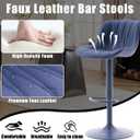 Kidol & Shellder Bar Stools Set of 2 Adjustable Swivel Counter Height Barstools Modern Upholstered PU Leather Bar Chairs Stools for Kitchen Island Blue