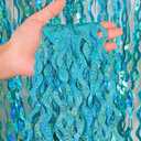 4 Pack Teal Aqua Blue Wavy Foil Fringe Curtains Party Decorations - 3.3 ft x 6.6 ft Sparkle Streamer Tinsel Curtain Party Photo Backdrops for Birthday Party Christmas Graduation Decoration
