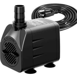 400GPH Submersible Water Pump(1500L/H,25W),Ultra Quiet Fountain Pump with 6.5ft High Lift, Pond Pump for Fish Tank, Pond, Aquarium, Statuary, Hydroponics.