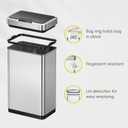 EKO Mirage-T 50 Liter / 13.2 Gallon Touchless Rectangular Motion Sensor Trash Can, Brushed Stainless Steel Finish