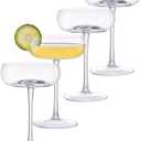 Handmade Coupe Glasses Set of 4 8.5oz Crystal Cocktail Glasses with Unique Convex Base, Elegant Coupe Glassware for Margarita, Martini, Champagne, Manhattan & Cocktails