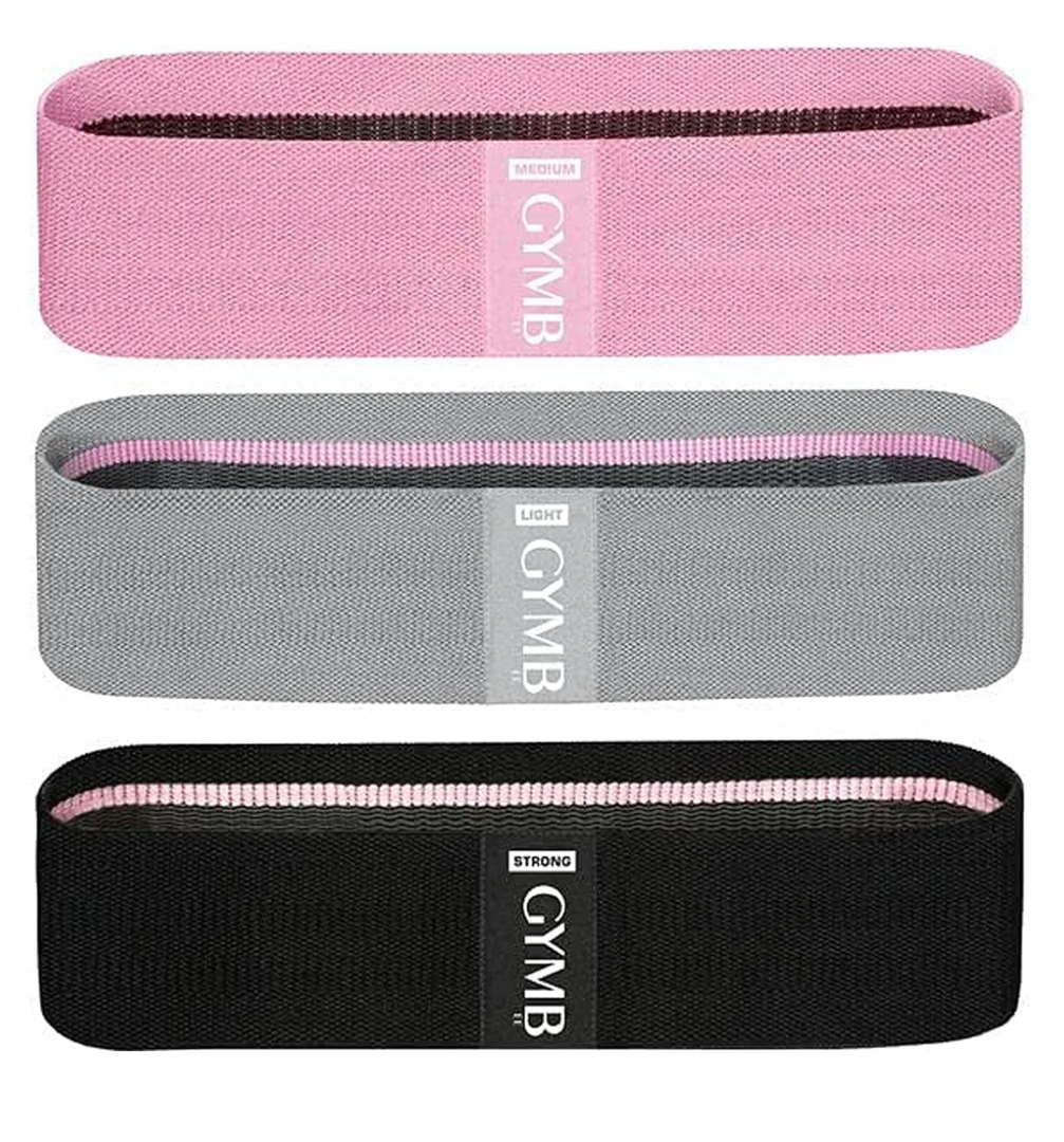 Gymb Premium Resistance Bands for Working Out - Exercise Bands to Workout Glutes, Thighs & Legs - Non Slip Cloth Booty Bands for Gym & Home Fitness, Yoga, Strength & Pilates for Men/Women - 3 Levels