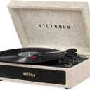 Victrola Parker Bluetooth Suitcase Record Player with 3-Speed Turntable, Light Beige (VSC-580BT-LBB), AC Motor