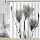 Grey Floral Shower Curtain Watercolor Tulip Flower Shower Curtains for Bathroom Waterproof Polyester Fabric Bathroom Curtain 72 x 72 Inch with 12 Plastic Hooks