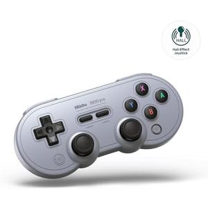 8Bitdo SN30 Pro Bluetooth Controller, Hall Effect Joystick Update, Compatible with Switch, PC, macOS, Android, Steam Deck & Raspberry Pi (Gray)